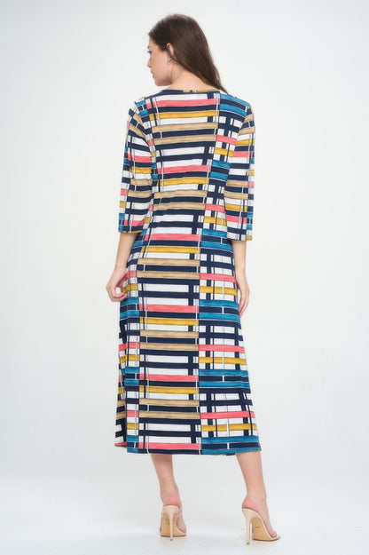 Hit V-neck Long Dress W/pocket
