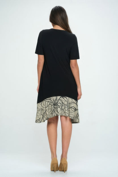 Hit Half Sleeve Contrast Dress