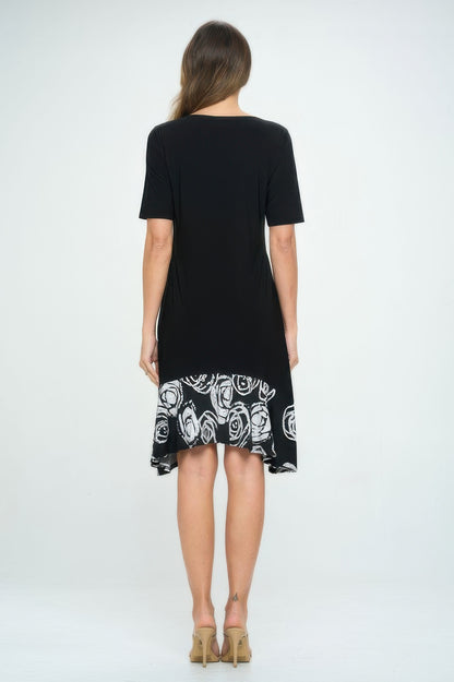 Hit Half Sleeve Contrast Dress