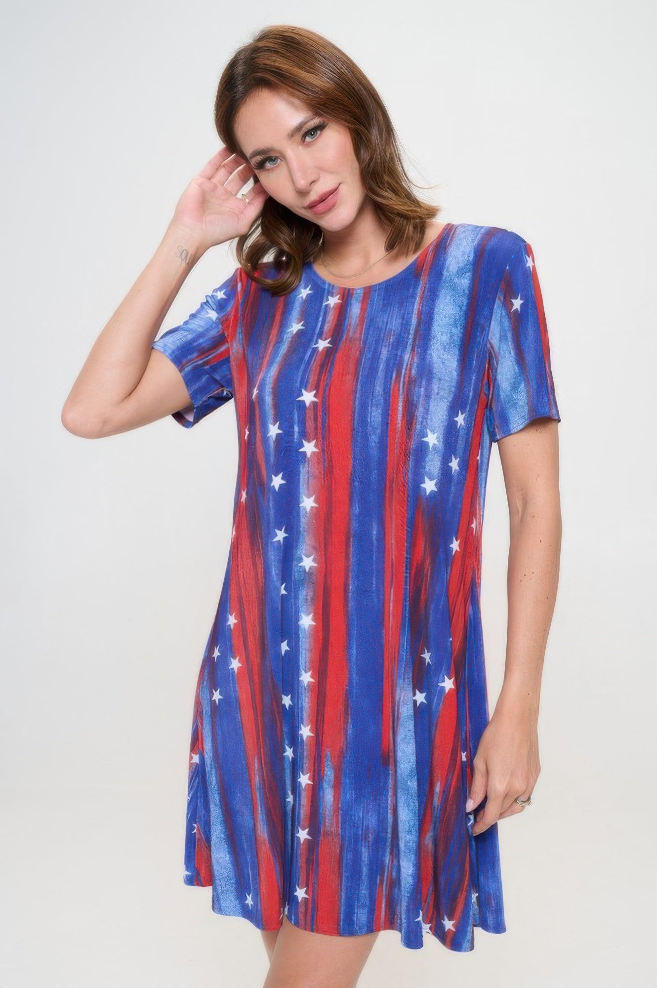 Short-sleeved Knee-length Dress