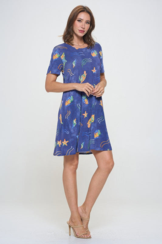 Short-sleeved Knee-length Dress