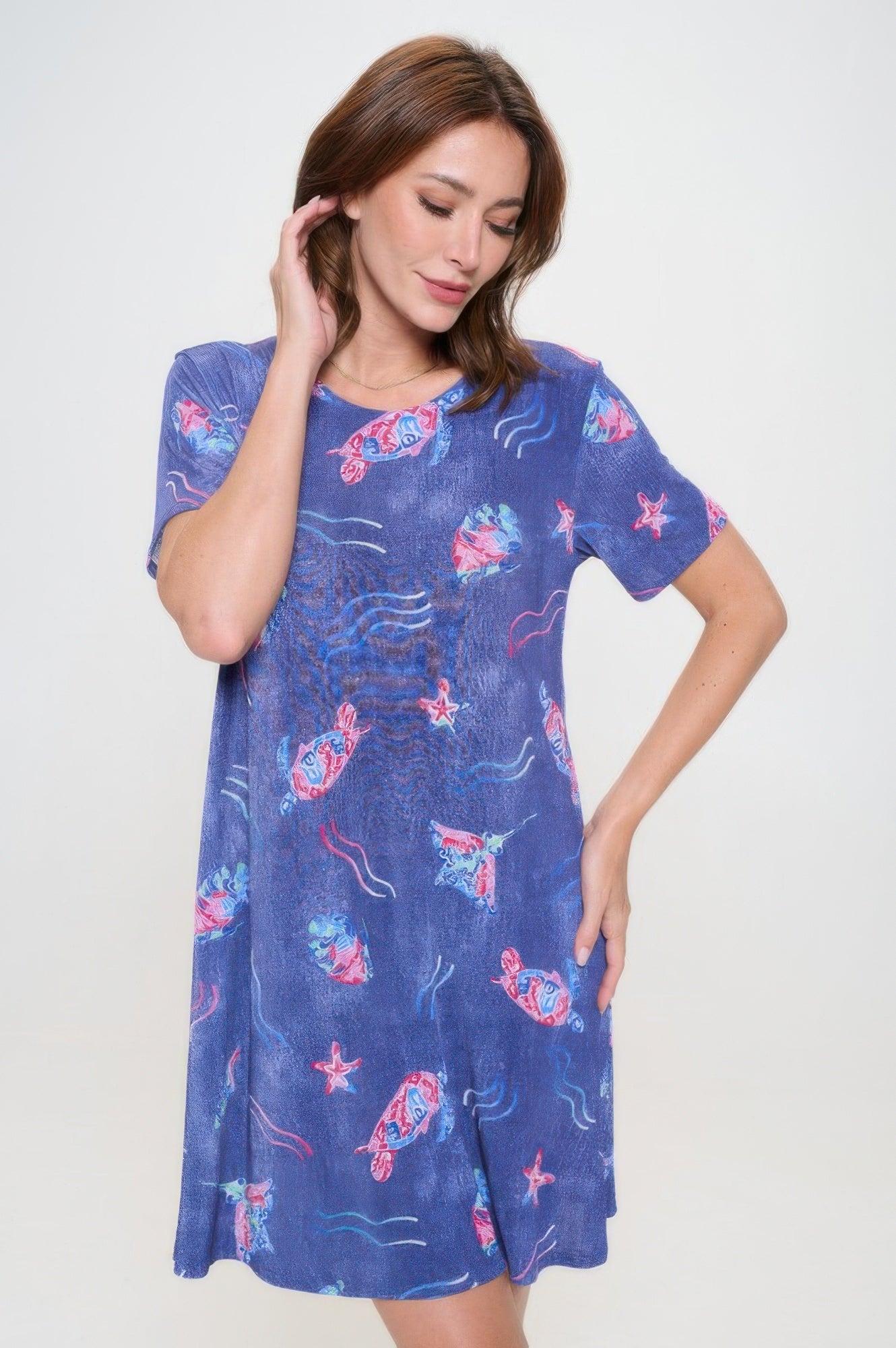 Short-sleeved Knee-length Dress