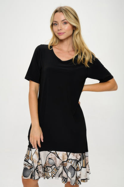 Hit Half Sleeve Contrast Dress