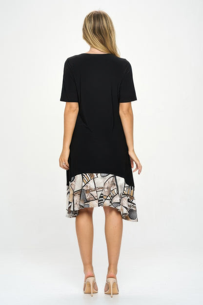Hit Half Sleeve Contrast Dress