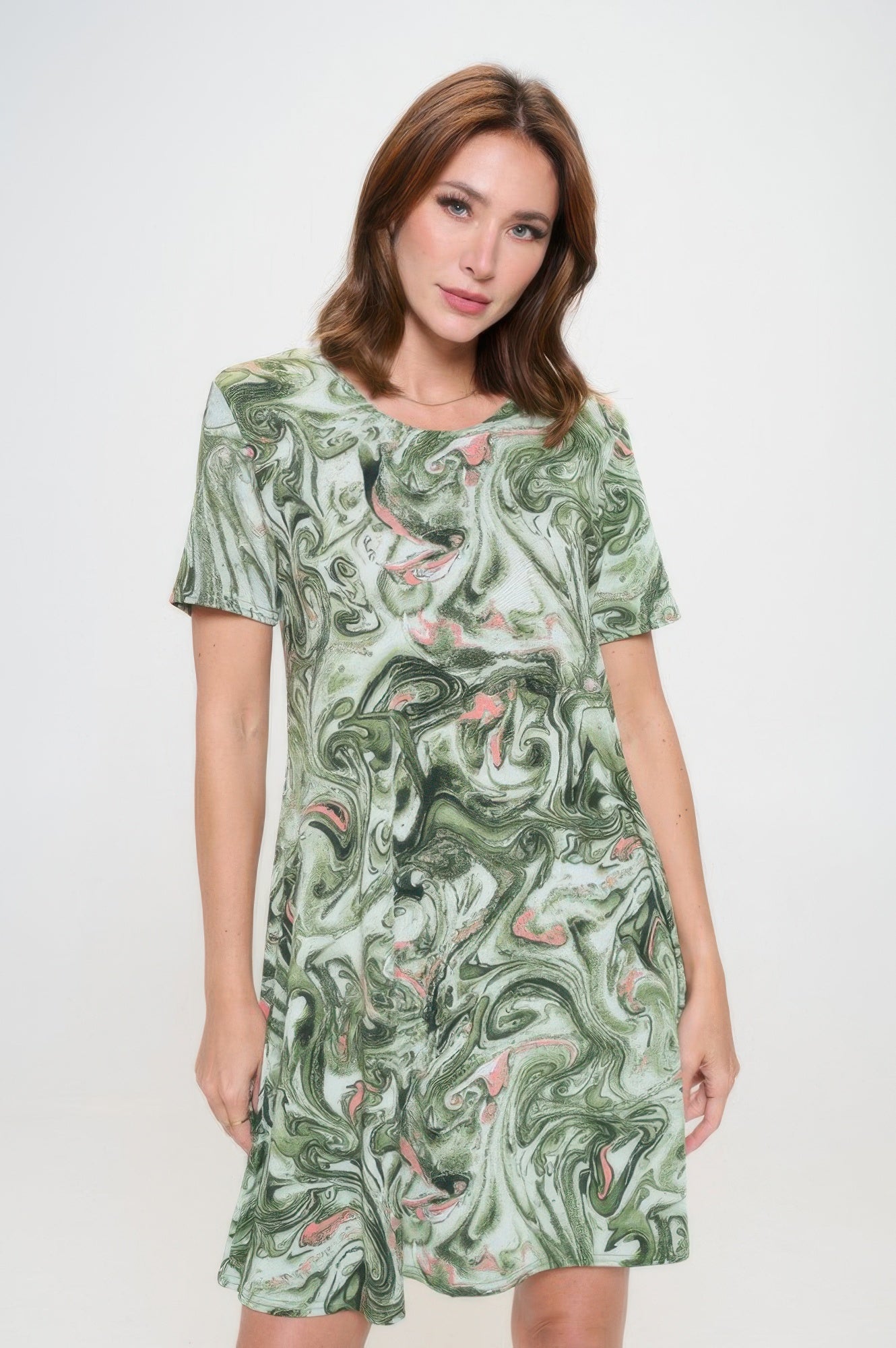 Short-sleeved Knee-length Dress