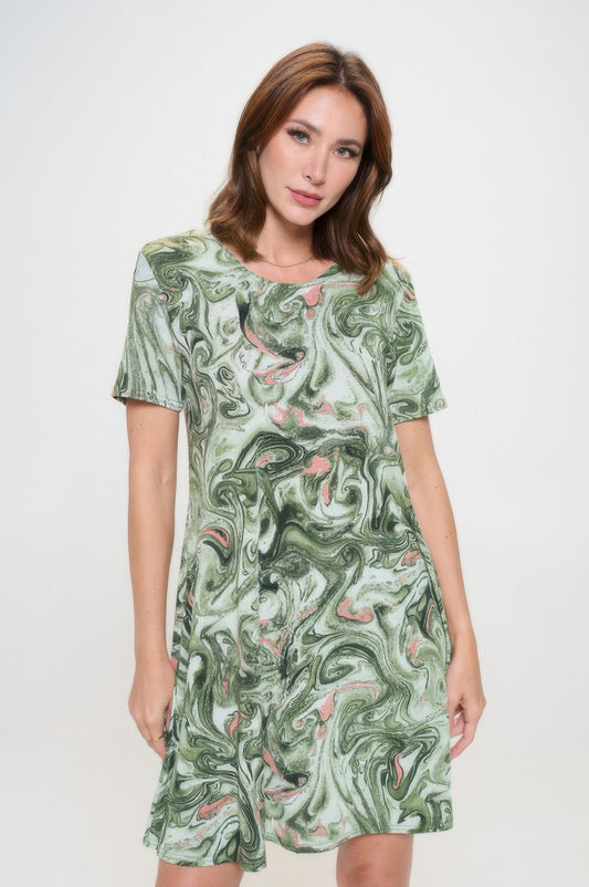 Short-sleeved Knee-length Dress