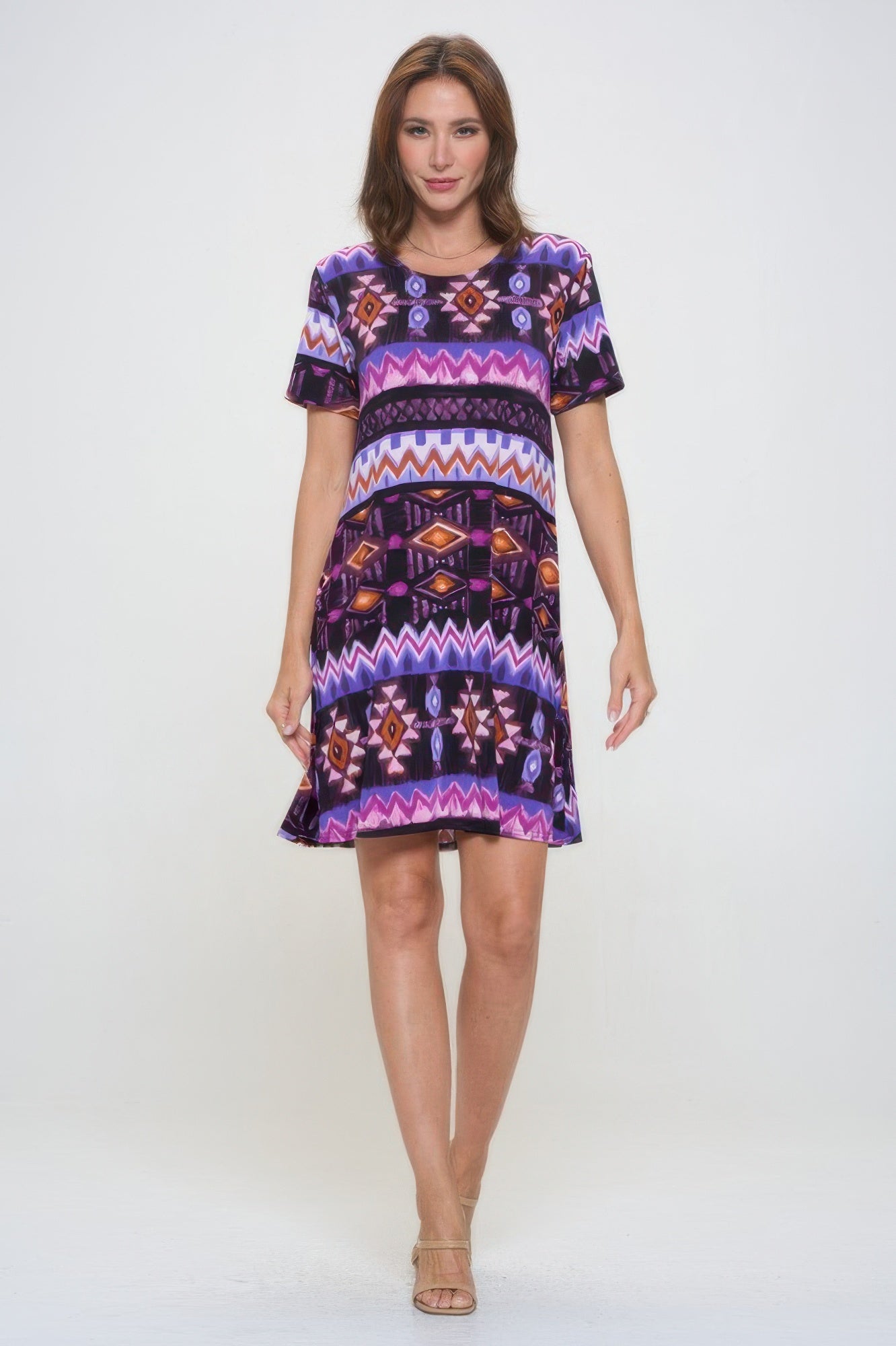 Short-sleeved Knee-length Dress