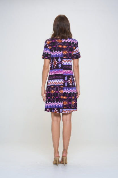 Short-sleeved Knee-length Dress