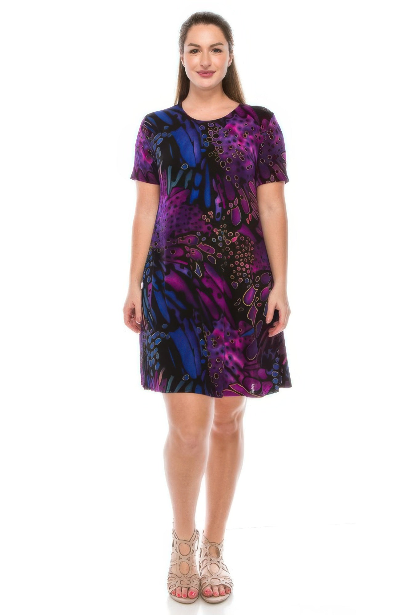 Short-sleeved Knee-length Dress
