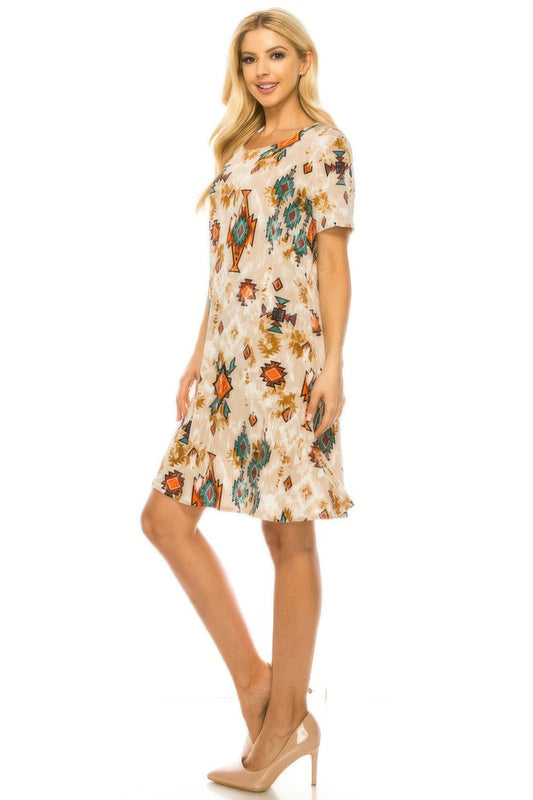 Short-sleeved Knee-length Dress