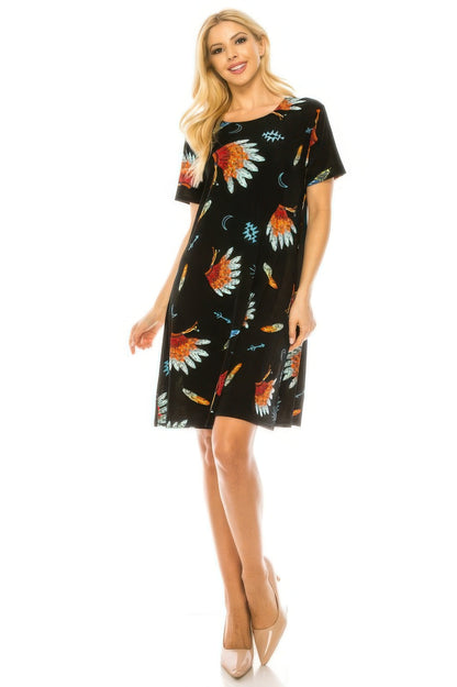 Short-sleeved Knee-length Dress
