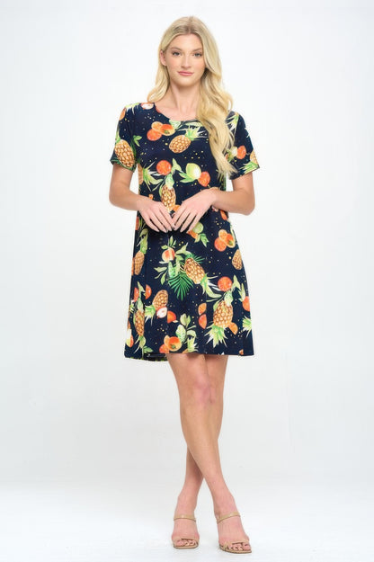 Short-sleeved Knee-length Dress