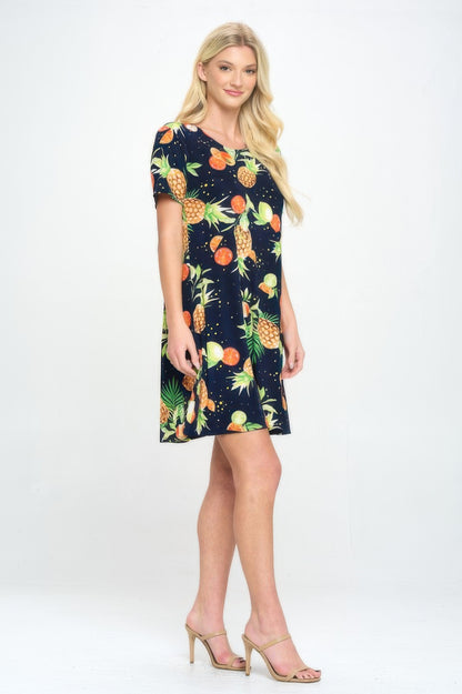 Short-sleeved Knee-length Dress