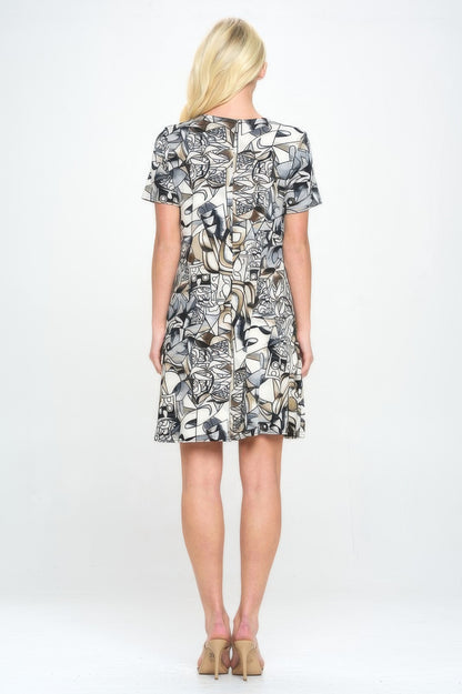 Short-sleeved Knee-length Dress