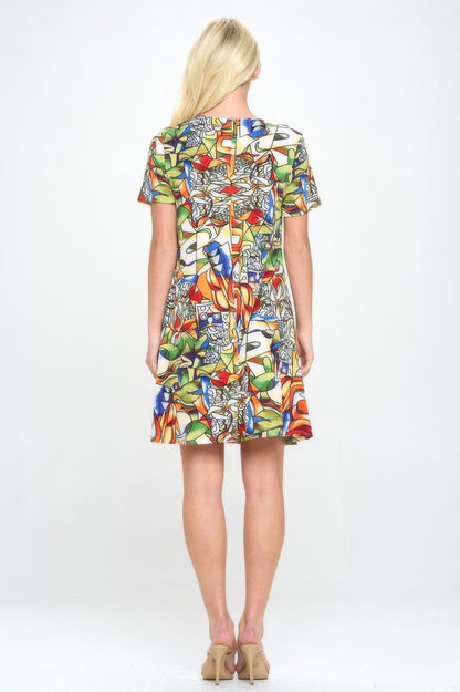 Short-sleeved Knee-length Dress