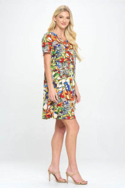 Short-sleeved Knee-length Dress