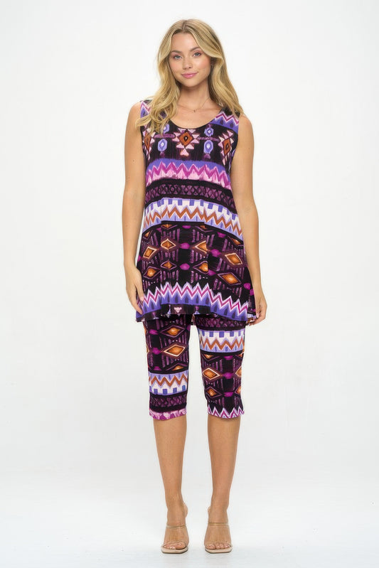 Plus Size Tank Capri Pant Set