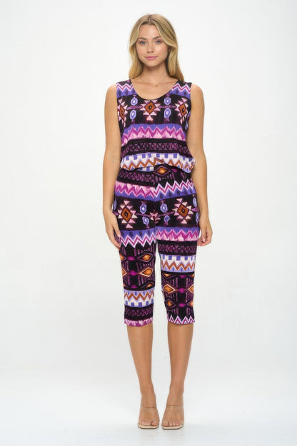 Plus Size Tank Capri Pant Set