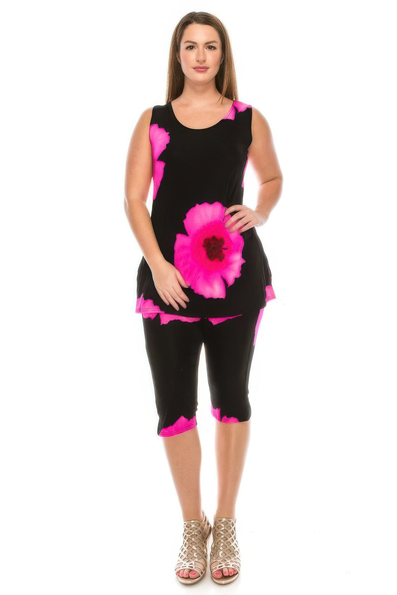 Plus Size Tank Capri Pant Set