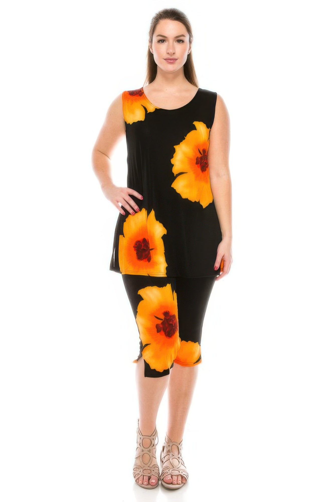 Plus Size Tank Capri Pant Set