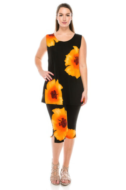 Plus Size Tank Capri Pant Set