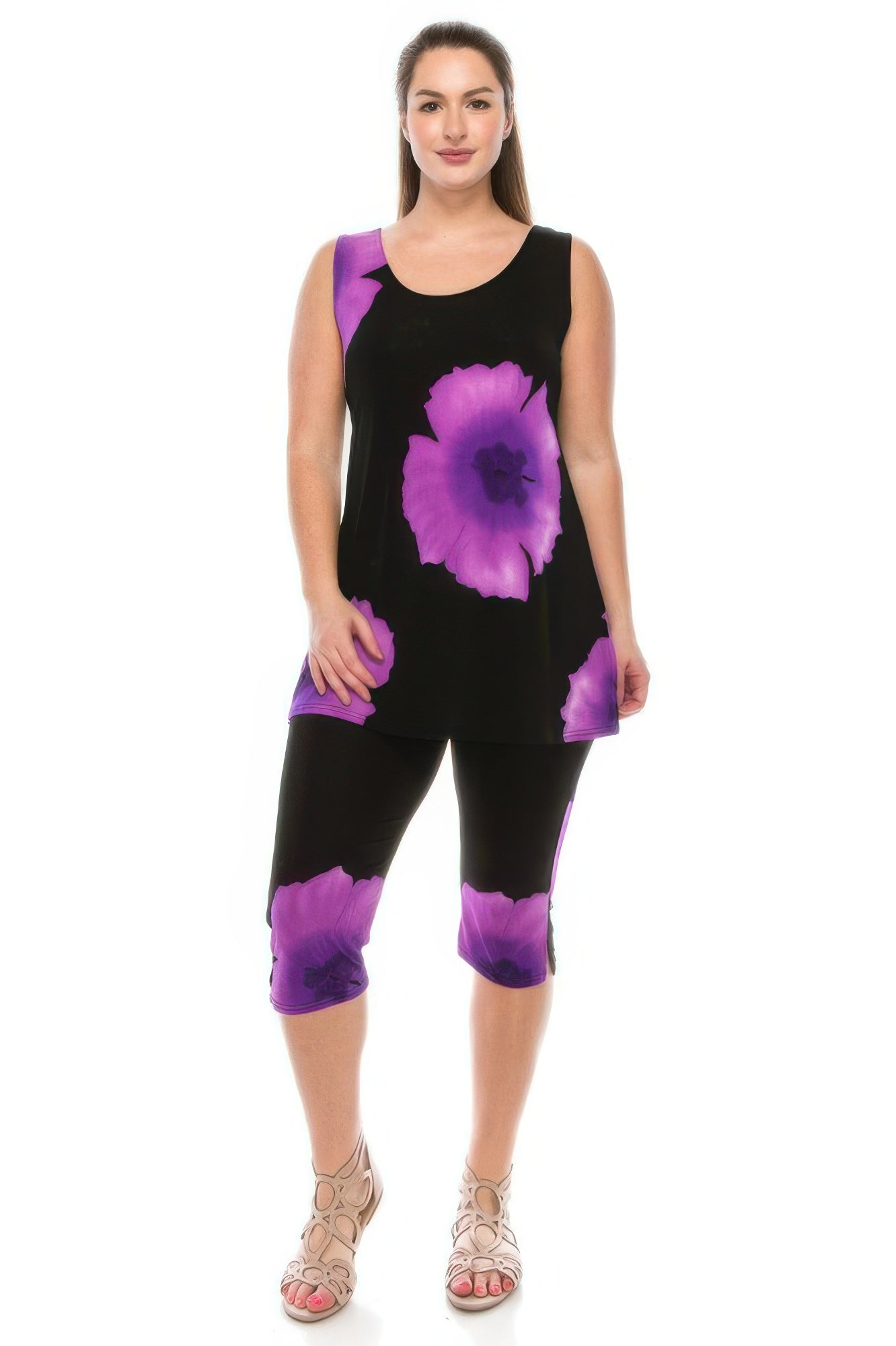 Plus Size Tank Capri Pant Set