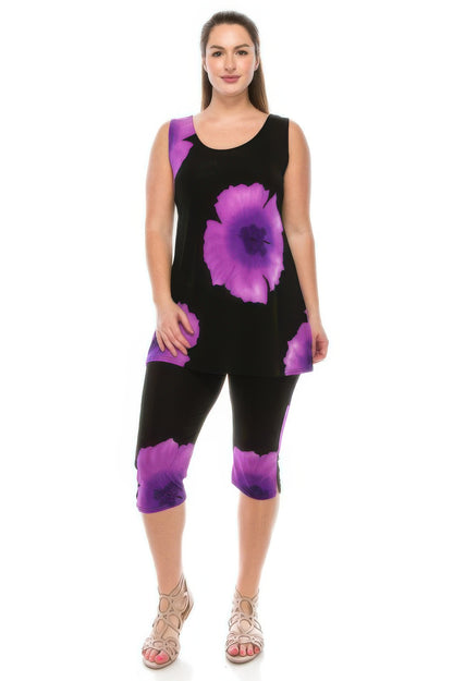 Plus Size Tank Capri Pant Set
