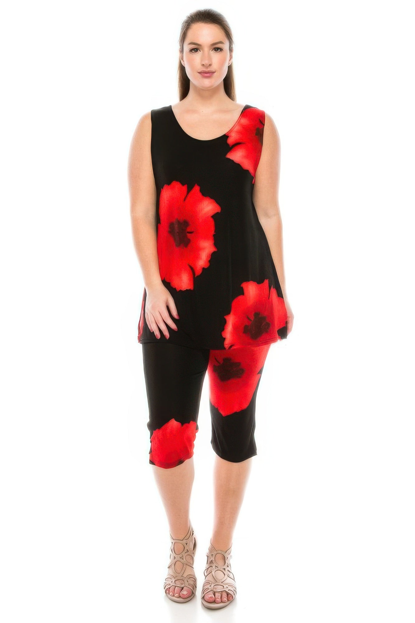 Plus Size Tank Capri Pant Set