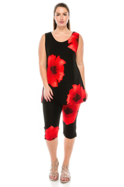 Plus Size Tank Capri Pant Set