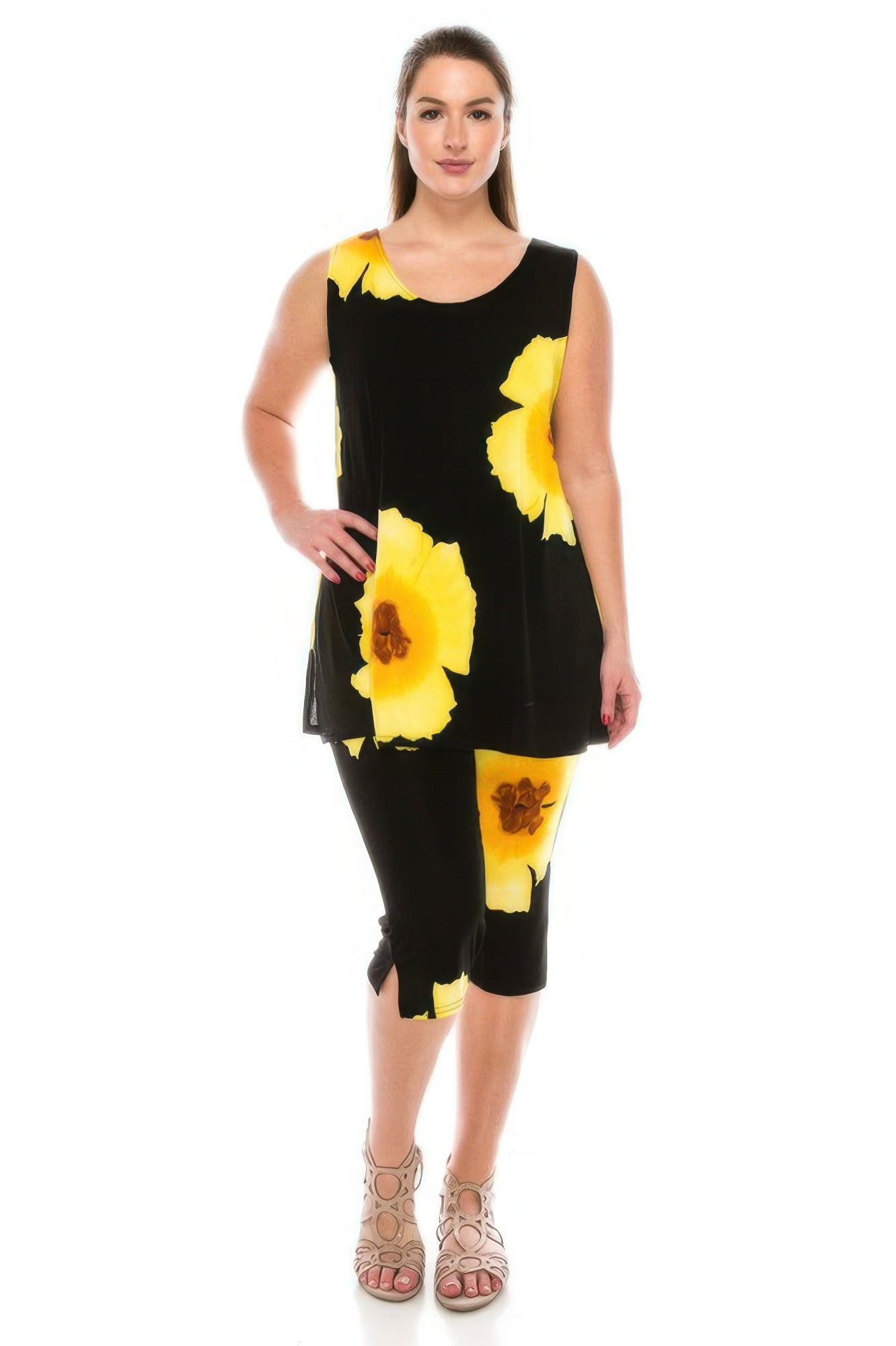 Plus Size Tank Capri Pant Set