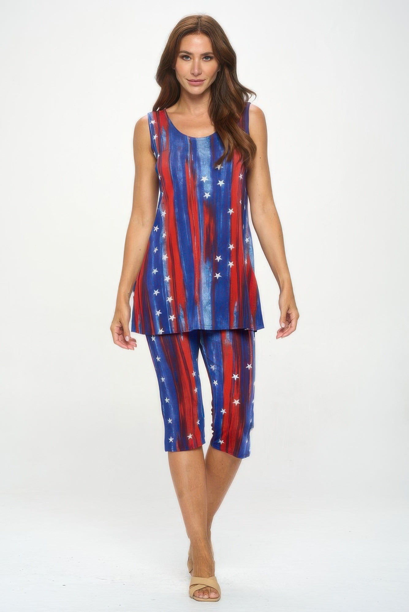 Plus Size Bns Tank Capri Pants Set