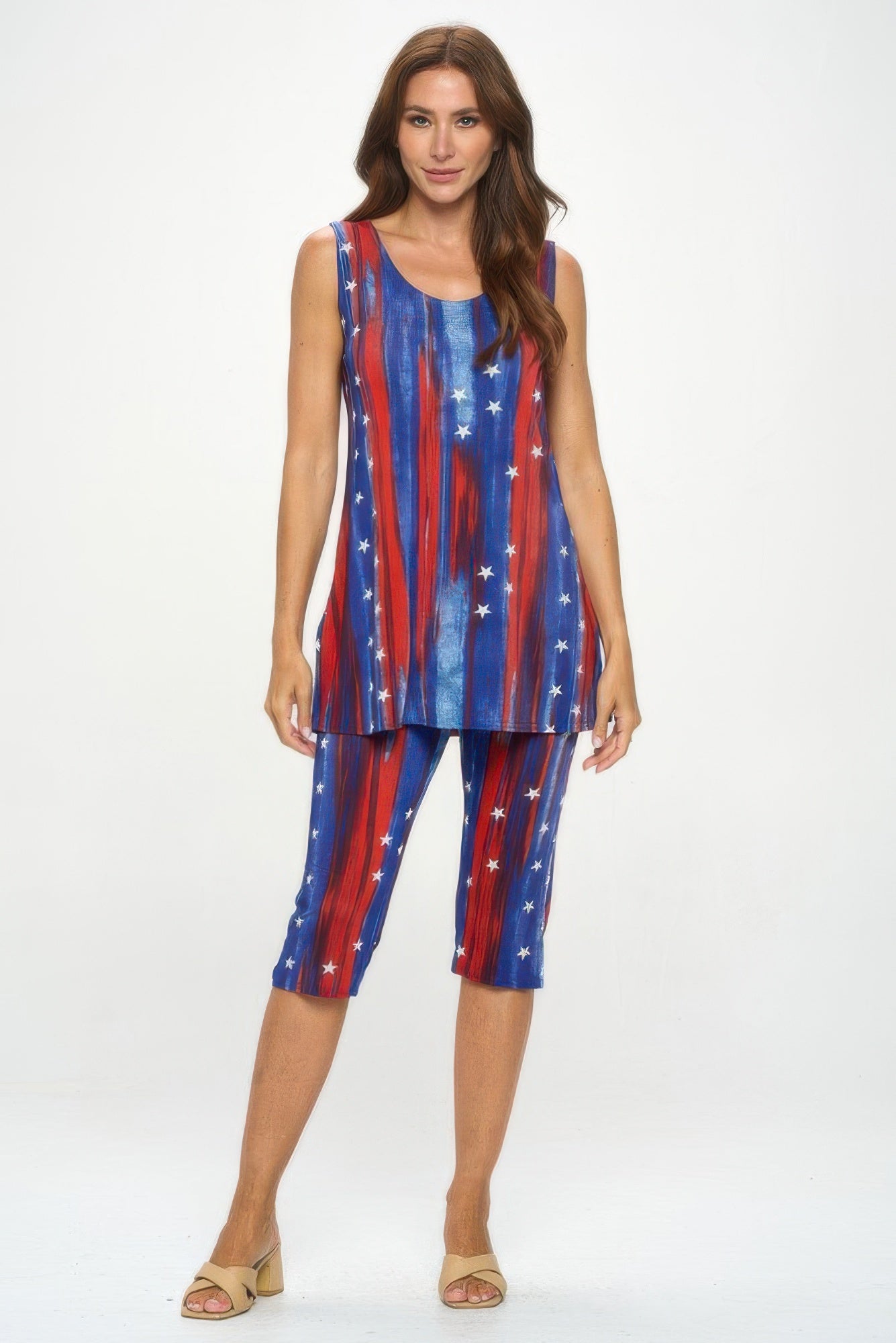 Plus Size Bns Tank Capri Pants Set