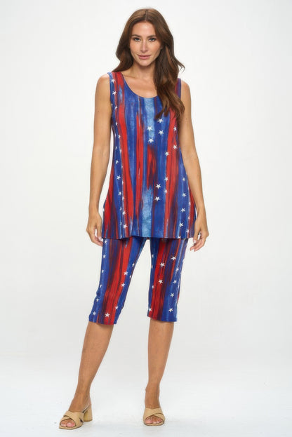Plus Size Bns Tank Capri Pants Set