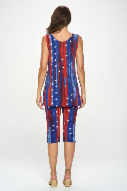 Plus Size Bns Tank Capri Pants Set