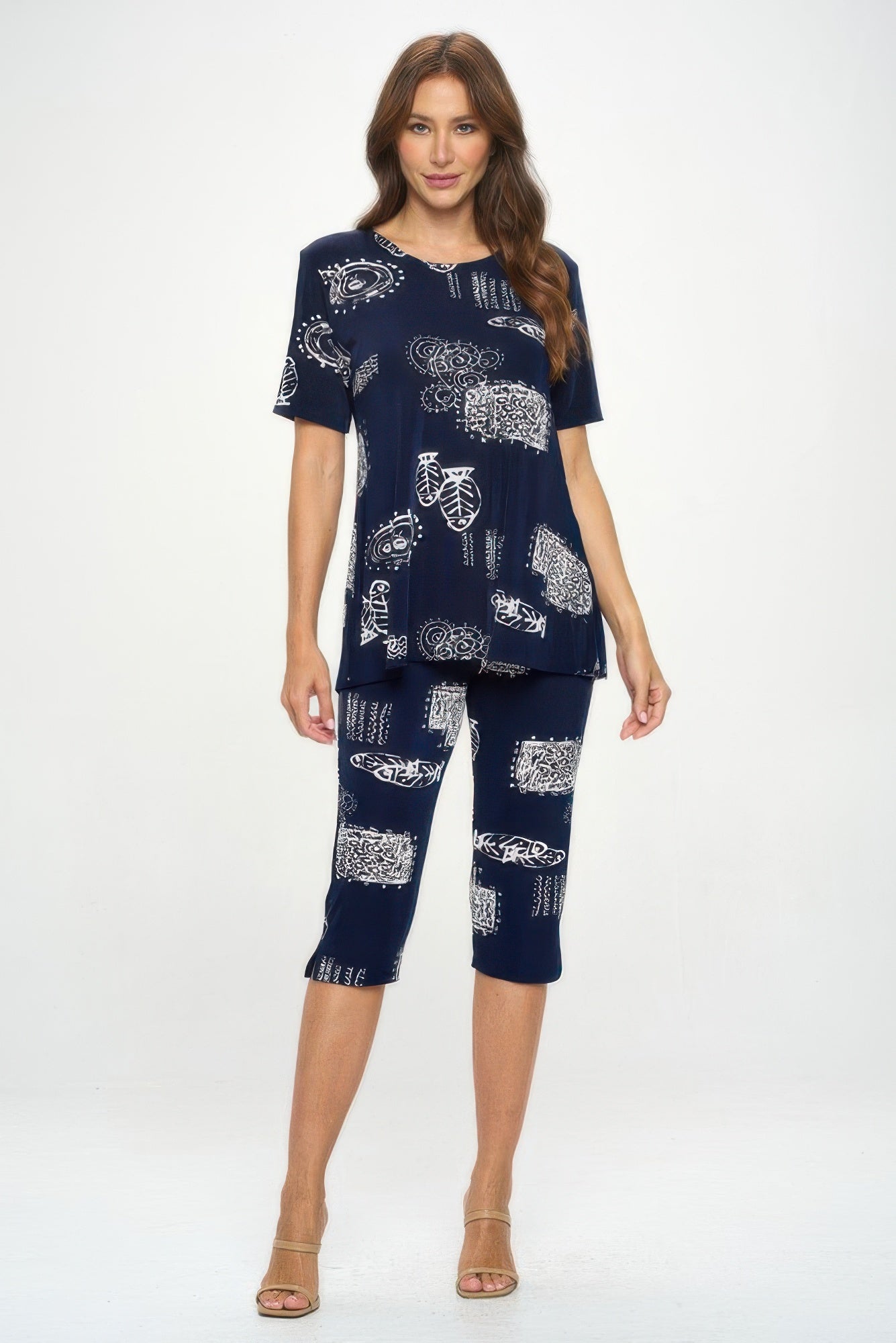 Plus Size Matching Capri Pant Set In Plus Size
