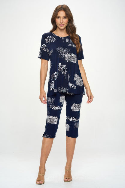 Plus Size Matching Capri Pant Set In Plus Size