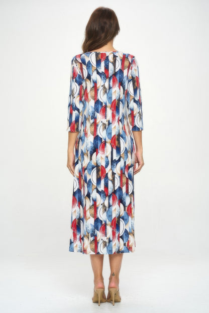 Hit V-neck Long Dress W/pocket