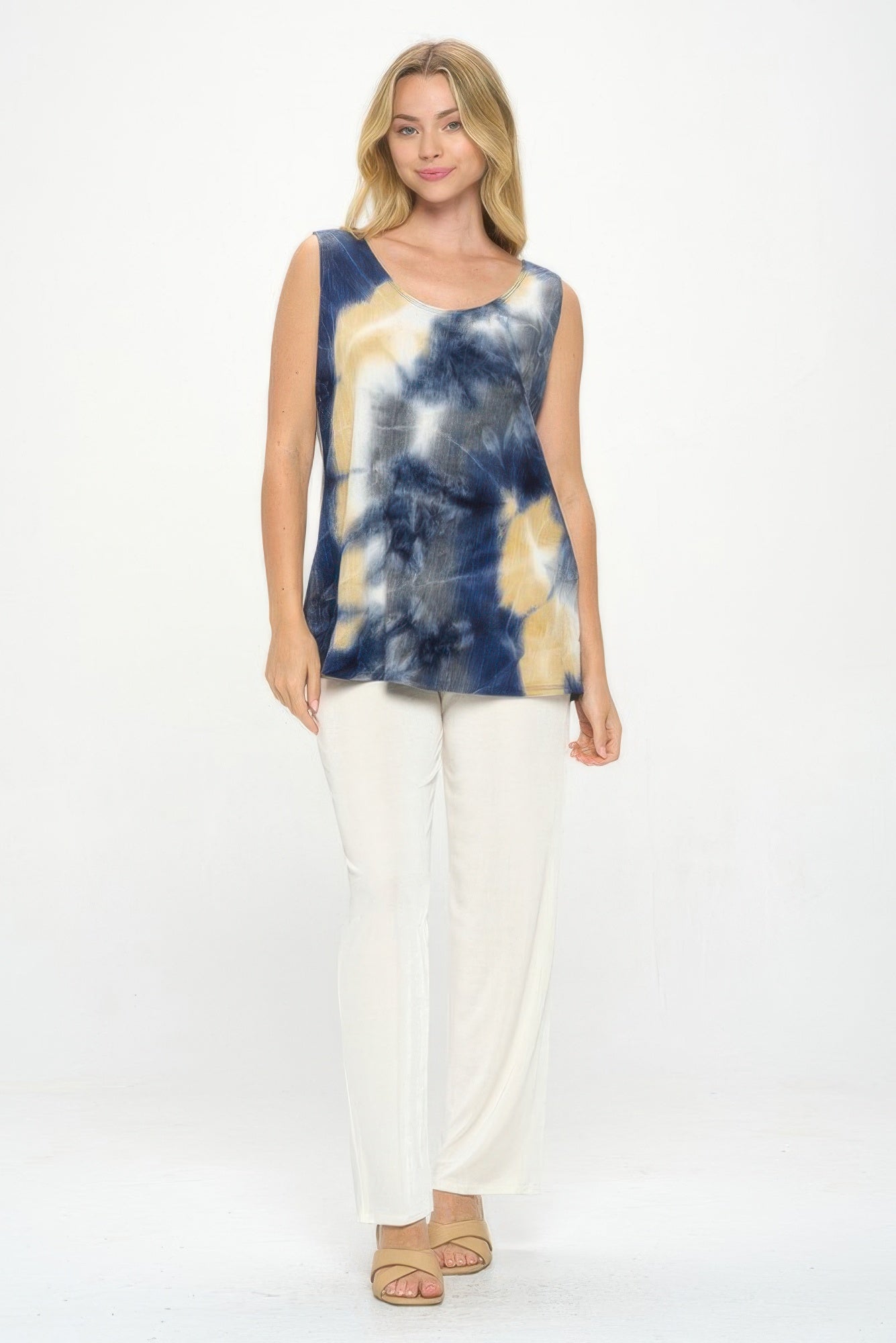 Andante Tie Dye Print Sleeveless Tank Top