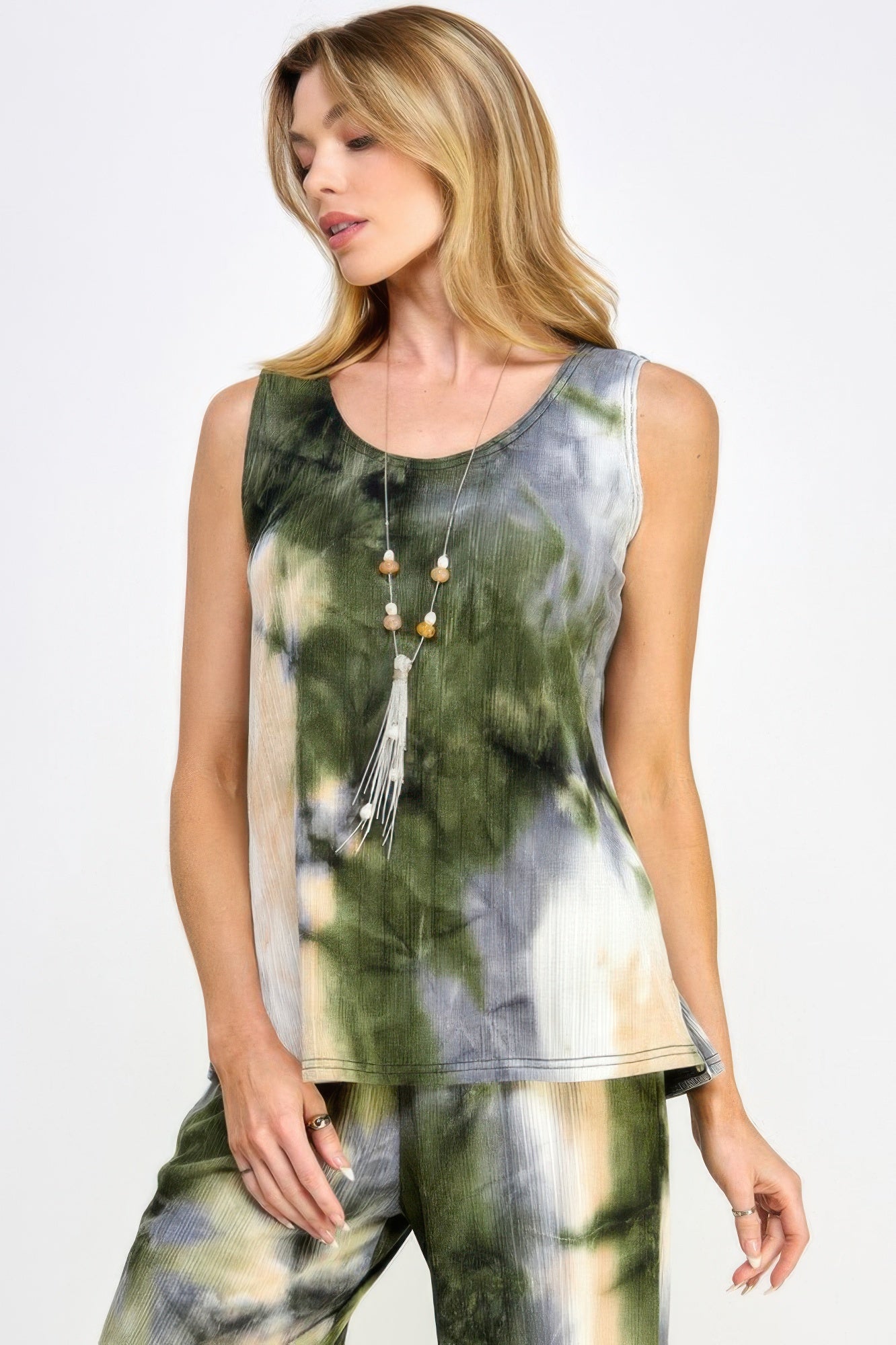 Andante Tie Dye Print Sleeveless Tank Top
