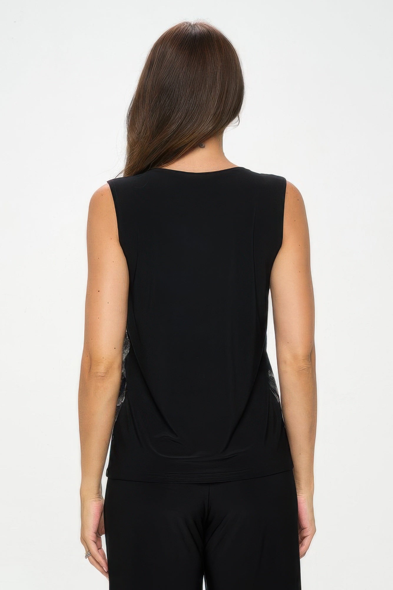 Plus Size Nylon Foil Contrast Tank Top