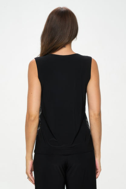 Plus Size Nylon Foil Contrast Tank Top