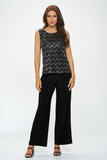 Plus Size Nylon Foil Contrast Tank Top