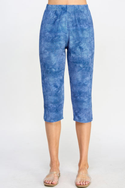 Plus Size Denim Print Bns Capri Pants