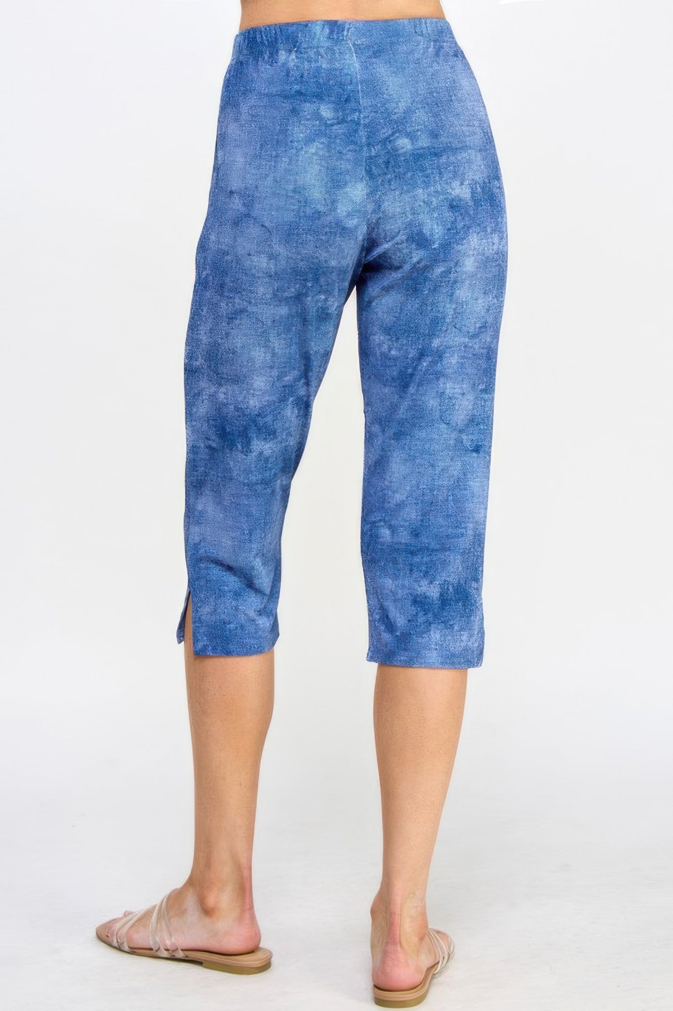 Plus Size Denim Print Bns Capri Pants