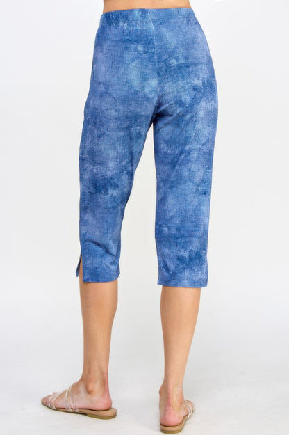 Plus Size Denim Print Bns Capri Pants