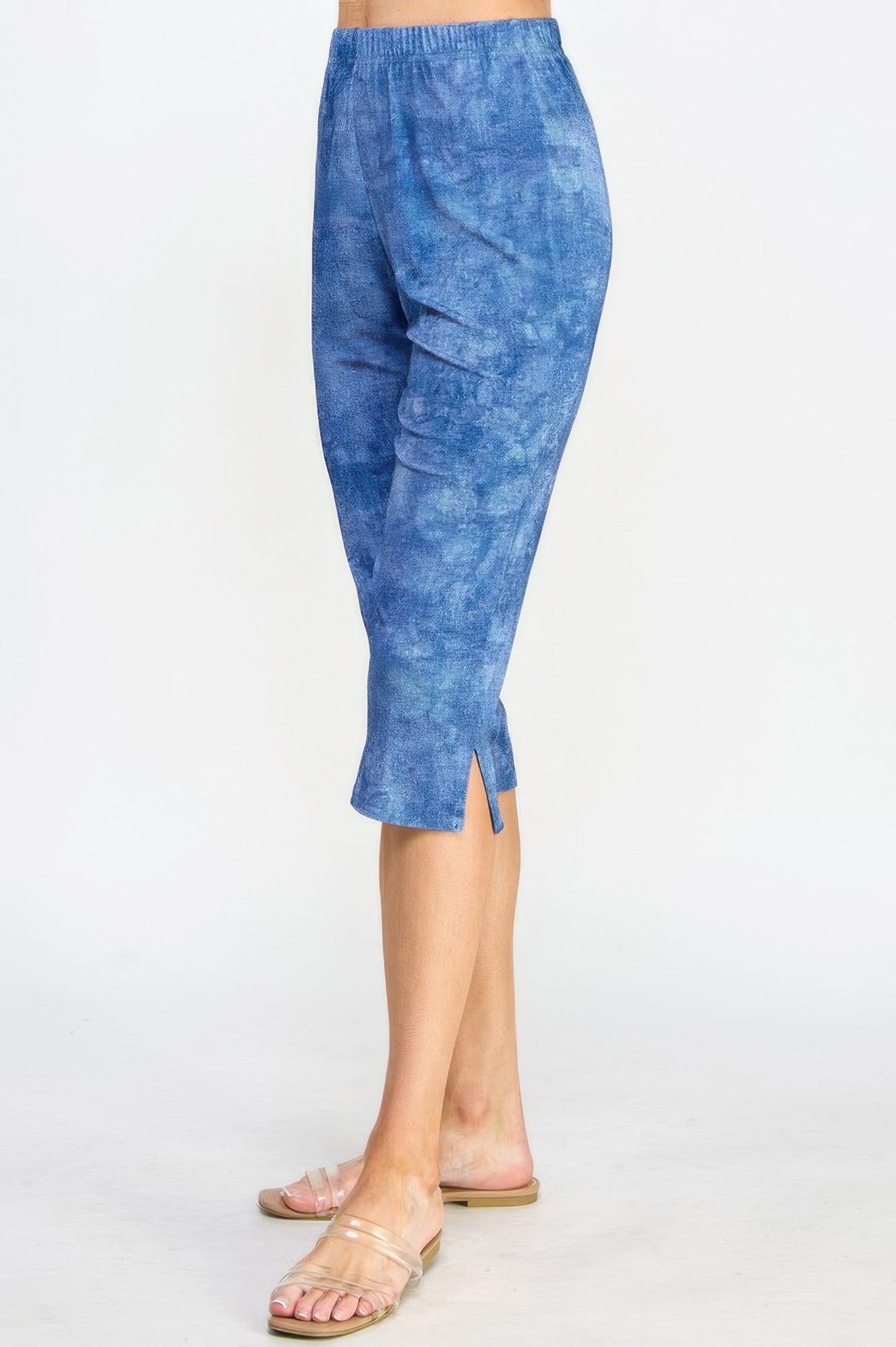 Plus Size Denim Print Bns Capri Pants