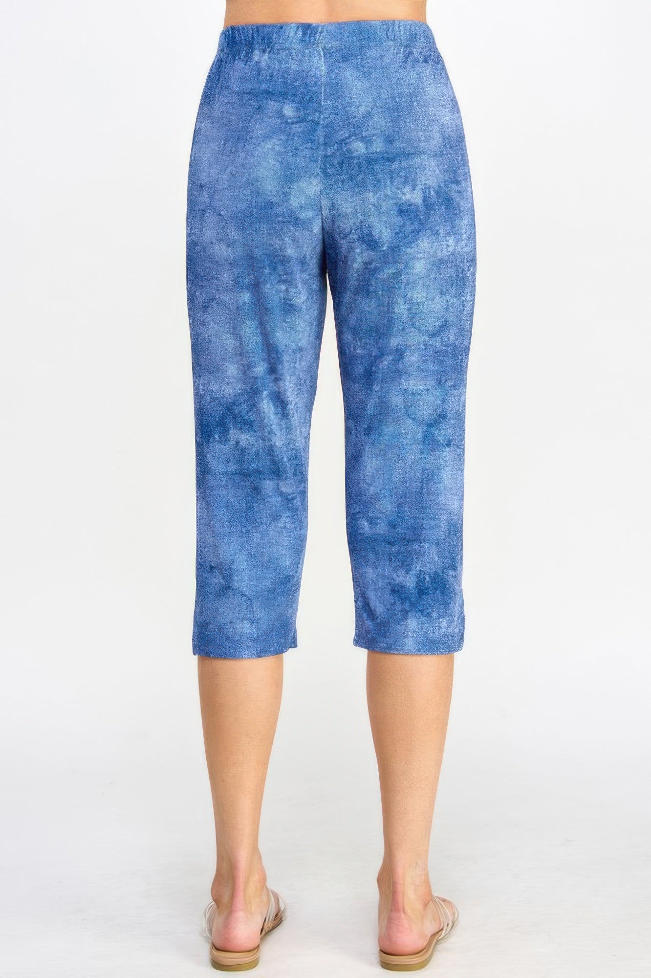 Plus Size Denim Print Bns Capri Pants