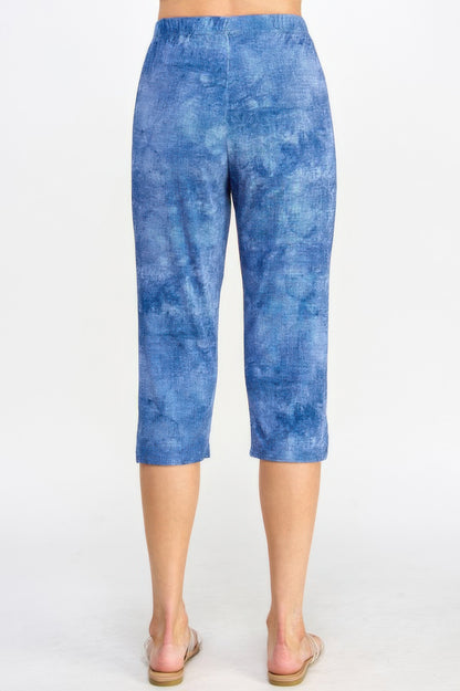 Plus Size Denim Print Bns Capri Pants