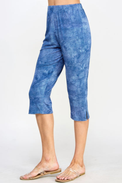 Plus Size Denim Print Bns Capri Pants