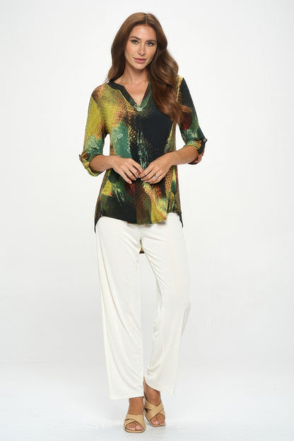 Hit Notch Neck Rolled Sleeve Top